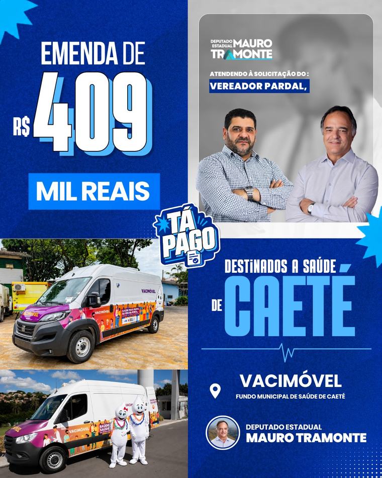 Emenda de R$ 409 mil para o Vacimóvel de Caeté